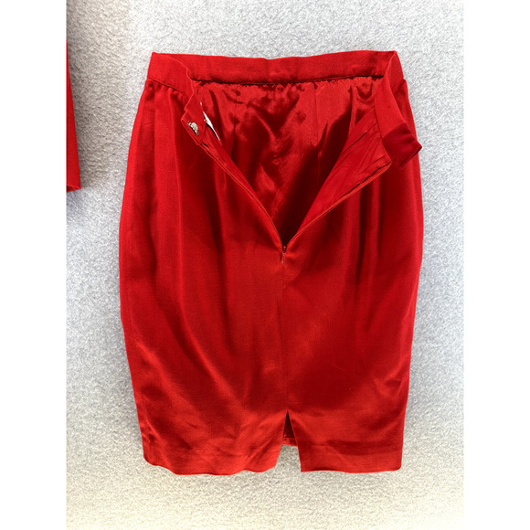 Vintage Ann Stuard Womens Suit 2-Piece Skirt Blouse Set Red Size 6 at La Costa - Picture 10 of 15